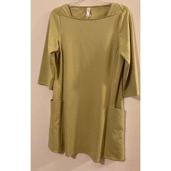 Marla Wynn Dress Size L Knit Chartreuse Made USA‎ - Picture 1 of 7